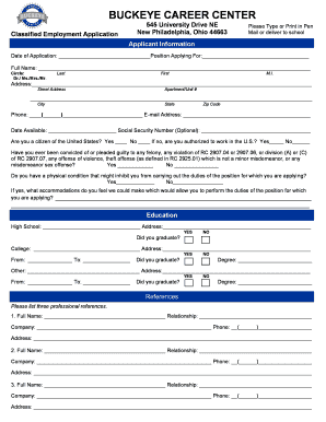 Buckeye Career Center Employment Application