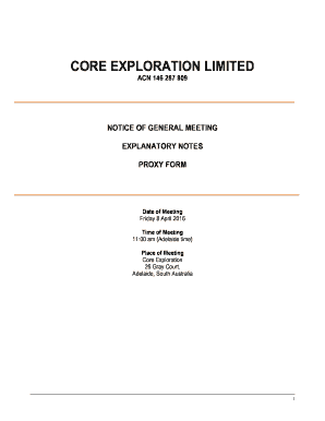 Core Exploration General Meeting Proxy Form