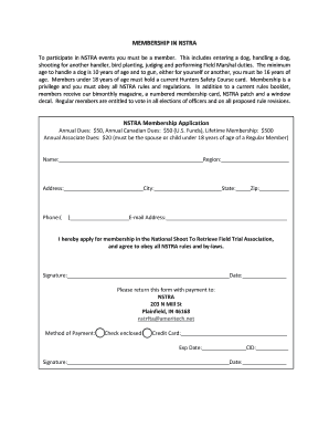 NSTRA Membership Application Form