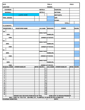 Dog Trial Registration Form
