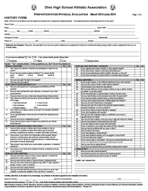 Ohio High School Athletic Association Preparticipation Physical Evaluation
