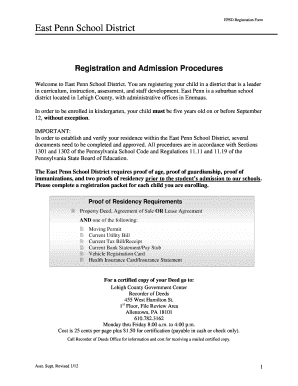 East Penn School District Registration Form