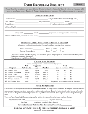 Oriental Institute Tour Program Request