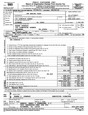 Form 990 2011 Tax Exempt Organization Return