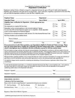 Annual Dependent Eligibility Certification Form