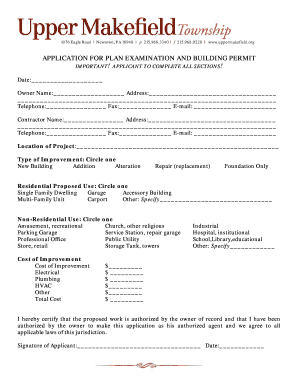 Application for Plan Examination and Building Permit