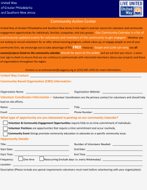 Community Action Center Volunteer Sign-Up Form