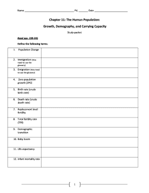 Human Population Study Packet