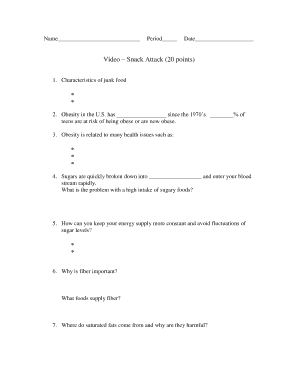 Snack Attack Video Worksheet