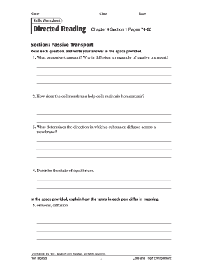 Passive Transport Worksheet