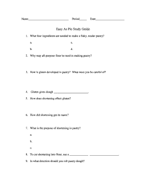 Easy As Pie Study Guide