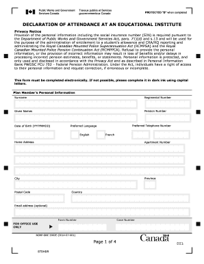 Declaration of Attendance at an Educational Institute