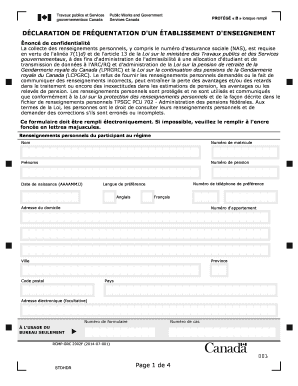 DÉCLARATION DE FRÉQUENTATION D'UN ÉTABLISSEMENT D'ENSEIGNEMENT