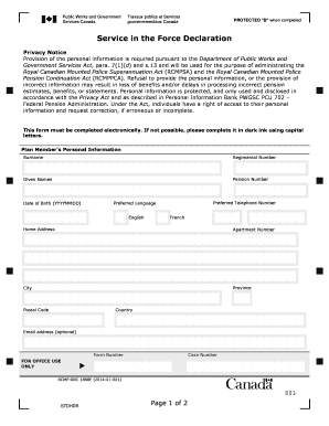 RCMP Service in the Force Declaration Form