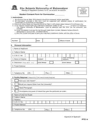 Student Consent Form for Convocation