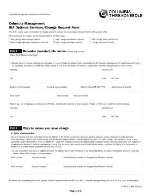 Columbia Management IRA Optional Services Form