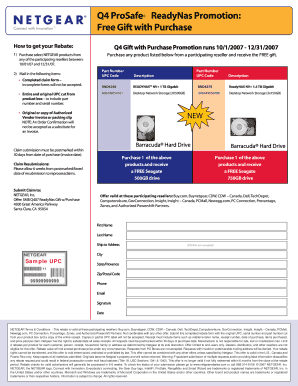 Netgear ReadyNas Q4 Promotion Rebate Form