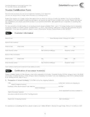 Trustee Certification Form