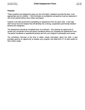 Texas Child Assessment Form 7293