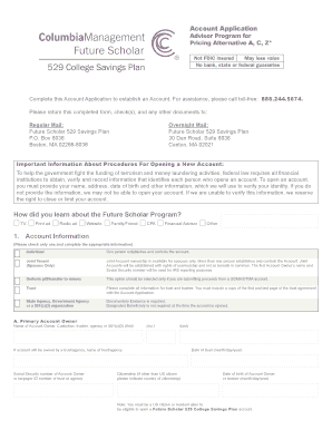 Future Scholar 529 College Savings Plan Account Application