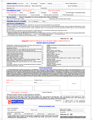 HDFC Bank Personal Loan Application Form