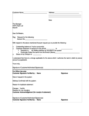 Bank Account Statement Request Form