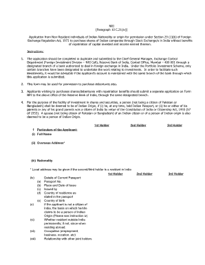 NRI Application for Indian Shares Purchase