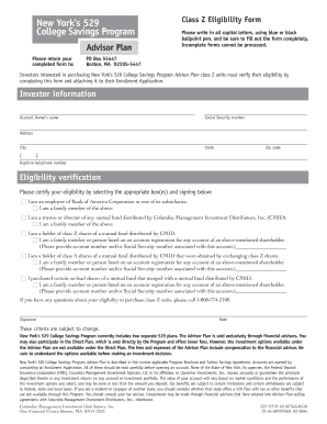 New York 529 Class Z Eligibility Form