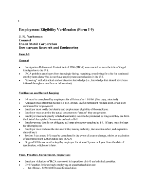 Form I-9 Employment Eligibility Verification