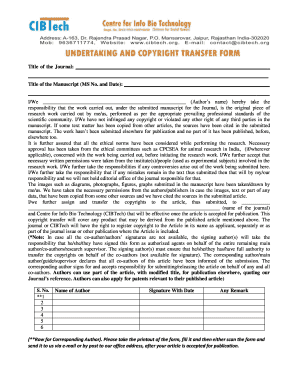 Journal Manuscript Copyright Transfer Form
