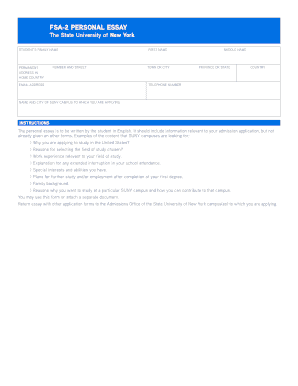 SUNY Personal Essay Form