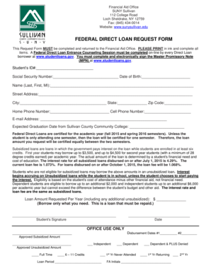 Federal Direct Loan Request Form