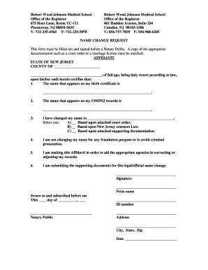 New Jersey Name Change Affidavit
