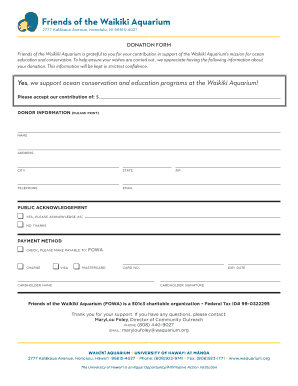 Waikīkī Aquarium Donation Form