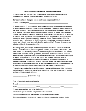 Formulario de exoneración de responsabilidad