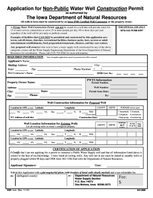 Iowa Non-Public Water Well Construction Permit
