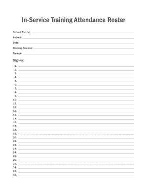 In-Service Training Attendance Roster