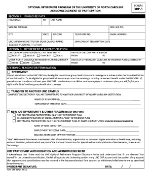 University of North Carolina ORP-3 Form