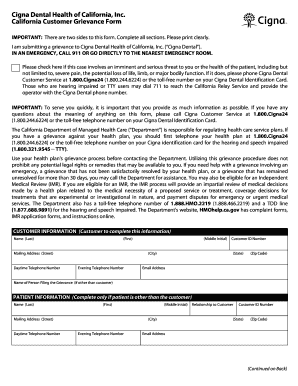 California Customer Grievance Form
