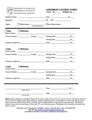 Add/Drop Course Form