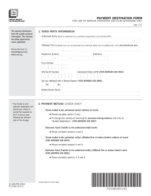 Payment Destination Form