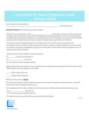 Roth 403(b) Salary Reduction Agreement