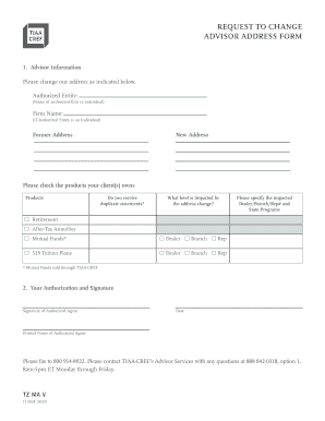 Advisor Address Change Form