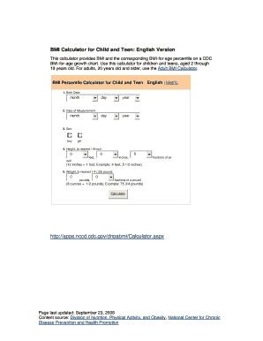 BMI Percentile Calculator for Child and Teen