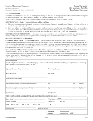 Life Insurance Beneficiary Statement