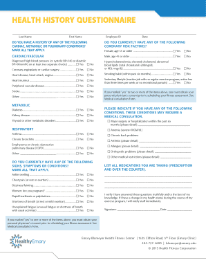 Health History Questionnaire
