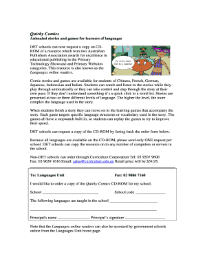 Quirky Comics CD-ROM Order Form