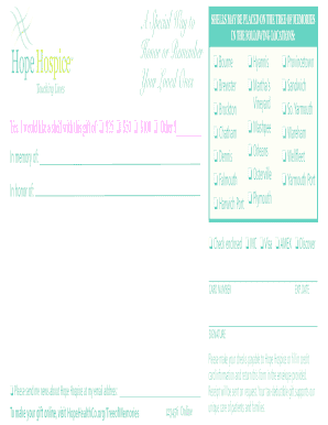 Hope Hospice Tree of Memories Donation Form