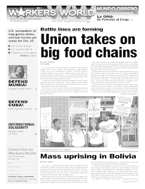 Workers World Newspaper Subscription Form