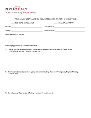 Field Learning Evaluation Form